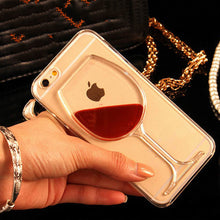3D Hot Red Wine Glass Liquid Quicksand Phone Case For iPhoneX  6 6S 7 8 7Plus 5 5S SE Hard Back Cover Transparent