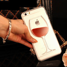 3D Hot Red Wine Glass Liquid Quicksand Phone Case For iPhoneX  6 6S 7 8 7Plus 5 5S SE Hard Back Cover Transparent