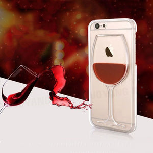 3D Hot Red Wine Glass Liquid Quicksand Phone Case For iPhoneX  6 6S 7 8 7Plus 5 5S SE Hard Back Cover Transparent
