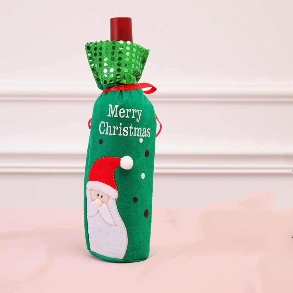 Christmas Decorations for Home Santa Claus Champagne Wine Bottle Cover Sequins Holders Table Decor 2018 Navidad New Year Gifts