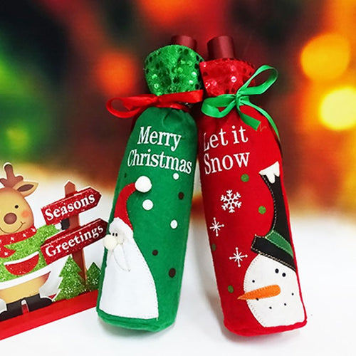 Christmas Wine Bottle Decor Santa Claus Snowman Deer Bottle Cover Clothes Kitchen Decoration for New Year Xmas Dinner Party