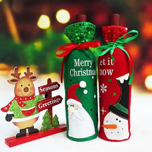 Christmas Wine Bottle Decor Santa Claus Snowman Deer Bottle Cover Clothes Kitchen Decoration for New Year Xmas Dinner Party