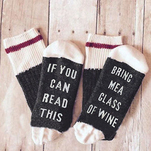 Custom wine socks If You can read this Bring Me a Glass of Wine Socks autumn spring fall 2018 new Dobby Halloween Sock Drop ship