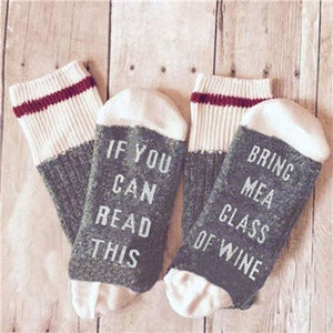 Custom wine socks If You can read this Bring Me a Glass of Wine Socks autumn spring fall 2018 new Dobby Halloween Sock Drop ship