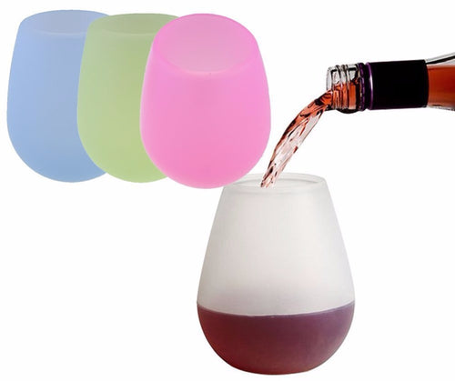 DEWEL 4 pieces Silicone Wine Glass Outdoor Cup for Drinking Water Beer Whiskey Unbreakable Wine Glass 12 oz
