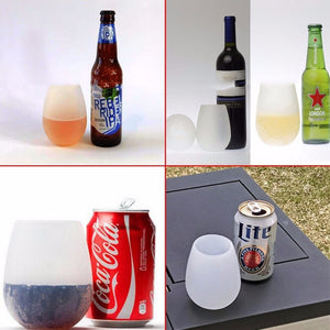 DEWEL 4 pieces Silicone Wine Glass Outdoor Cup for Drinking Water Beer Whiskey Unbreakable Wine Glass 12 oz