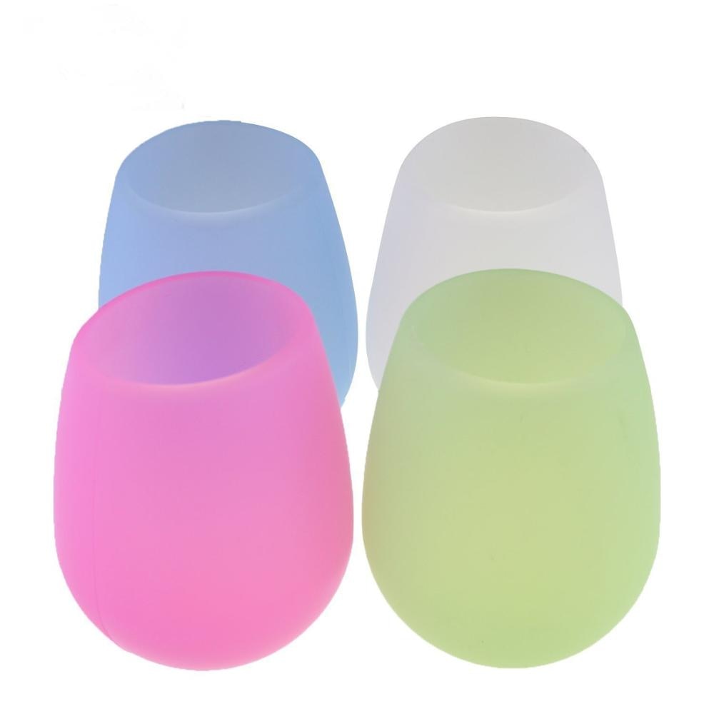 DEWEL 4 pieces Silicone Wine Glass Outdoor Cup for Drinking Water Beer Whiskey Unbreakable Wine Glass 12 oz