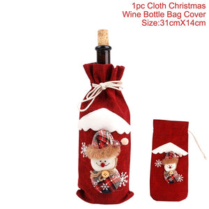 FENGRISE Christmas Decorations For Home Christmas Navidad 2018 Santa Claus Reindeer Wine Bottle Cover Holders Xmas Ornaments