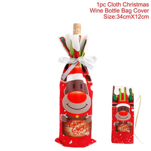 FENGRISE Christmas Decorations For Home Christmas Navidad 2018 Santa Claus Reindeer Wine Bottle Cover Holders Xmas Ornaments
