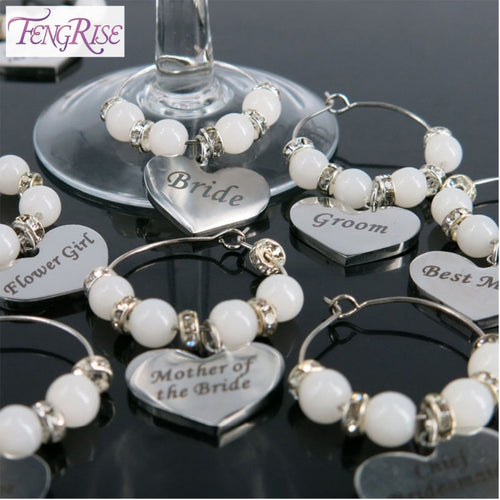FENGRISE Custom Wedding Decoration Table Goblet Champagne Wine Glass Charms Cup Centerpieces Accessories Party Supplies 20 Style