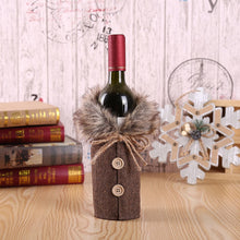 Merry Christmas Red Wine Bottle Cover Bar Xmas Button Plain Clothes Wine Gift Bottle Bag Decoration Dinner Table Decor For Home