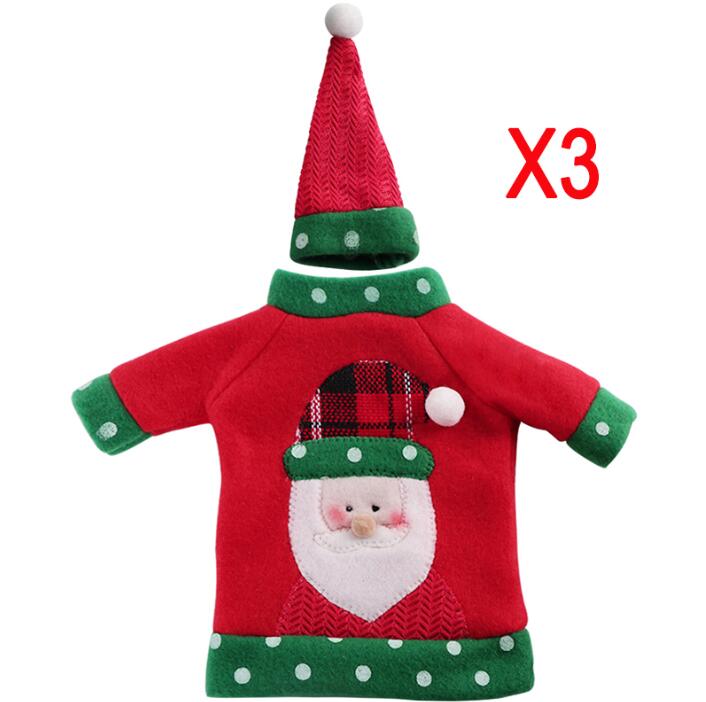 Ourwarm 3pcs Wine Bottle Cover Cloth New Year's Products Christmas Decoration Party Supplies 2018 Gifts New Year Decor for Home