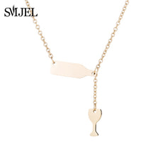 SMJEL New Arrival Bottle Wine Cup Long Chain Necklaces Women Lariat Red Wine Y Style Necklaces Accessories Jewelry collar mujer