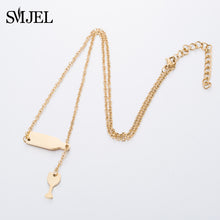 SMJEL New Arrival Bottle Wine Cup Long Chain Necklaces Women Lariat Red Wine Y Style Necklaces Accessories Jewelry collar mujer