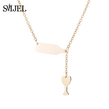 SMJEL New Arrival Bottle Wine Cup Long Chain Necklaces Women Lariat Red Wine Y Style Necklaces Accessories Jewelry collar mujer