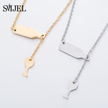 SMJEL New Arrival Bottle Wine Cup Long Chain Necklaces Women Lariat Red Wine Y Style Necklaces Accessories Jewelry collar mujer