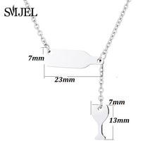 SMJEL New Arrival Bottle Wine Cup Long Chain Necklaces Women Lariat Red Wine Y Style Necklaces Accessories Jewelry collar mujer
