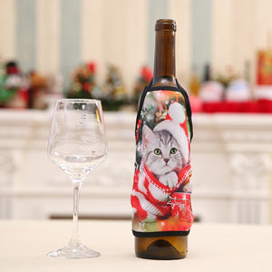 Small Apron bottle Wine Cover Christmas Sexy Lady/Xmas Dog/Santa Pinafore red wine bottle wrapper Holiday Bottle clothes Dress