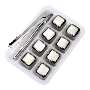 Stainless Steel Ice Cubes, Reusable Chilling Stones for Whiskey Wine, Keep Your Drink Cold Longer