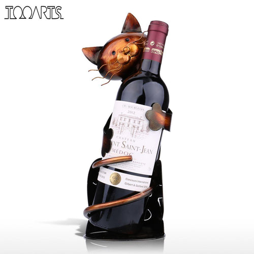 TOOARTS Cat Wine Rack Wine Holder Shelf Metal Sculpture Practical Sculpture Wine stand Home Decoration Interior Crafts