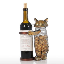 Tooarts Cat Wine Rack Cork Container Bottle Wine Holder Kitchen Bar Display Metal Wine Craft Gift Handcraft Animal Wine Stand