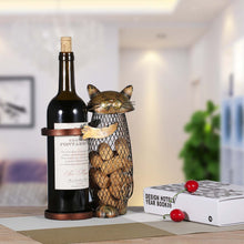 Tooarts Cat Wine Rack Cork Container Bottle Wine Holder Kitchen Bar Display Metal Wine Craft Gift Handcraft Animal Wine Stand