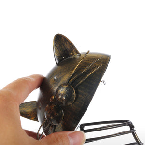 Tooarts Cat Wine Rack Cork Container Bottle Wine Holder Kitchen Bar Display Metal Wine Craft Gift Handcraft Animal Wine Stand