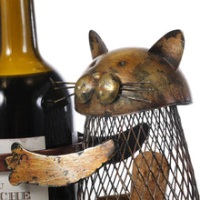 Tooarts Cat Wine Rack Cork Container Bottle Wine Holder Kitchen Bar Display Metal Wine Craft Gift Handcraft Animal Wine Stand