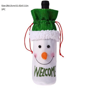Wine Bottle Cover Bags Merry Christmas Decorations for Home Santa Claus Snowman Xmas Noel Dinner Decor Natal New Year Decoration